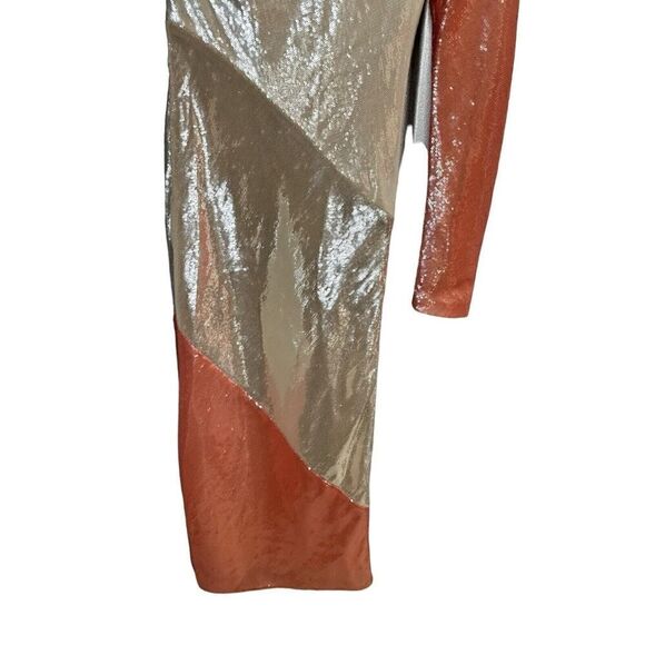 Diane Von Furstenberg BIAS STRIPE SEQUIN ONE SHOULDER SHEATH DRESS sz 4 - Picture 14 of 16